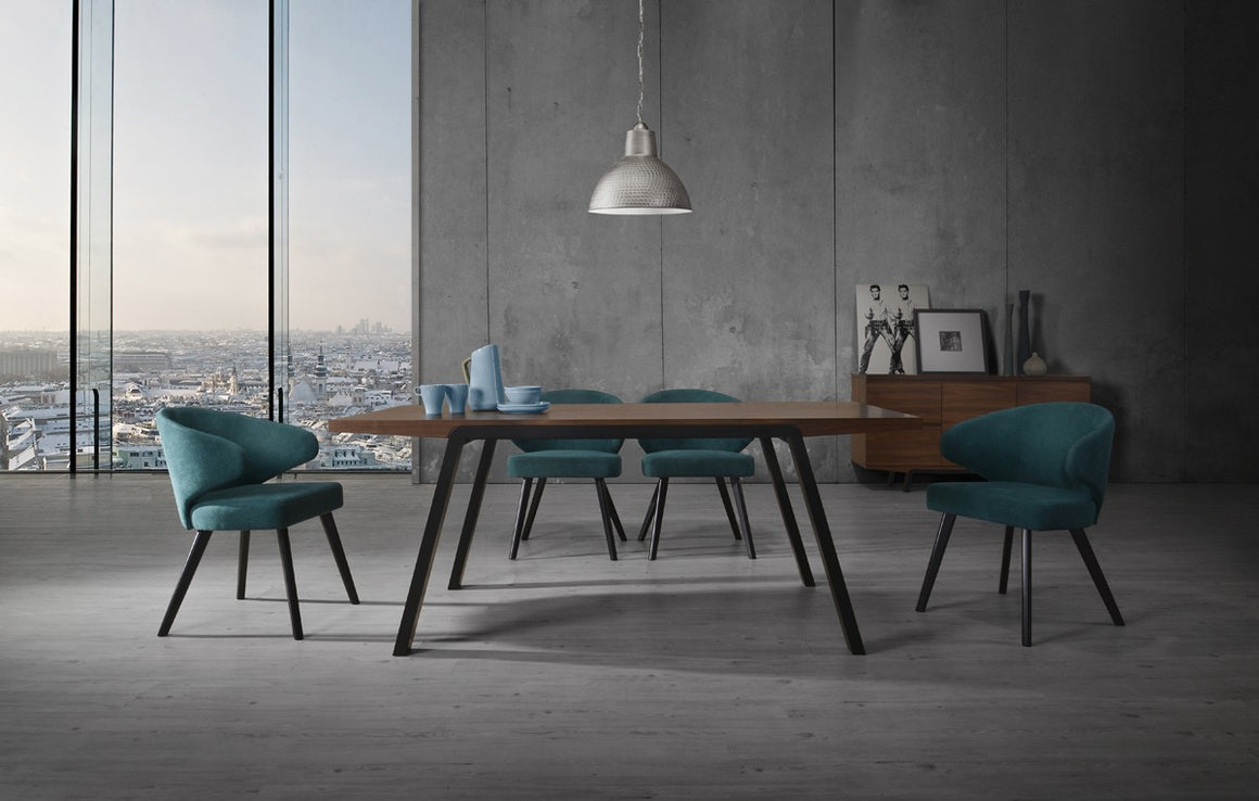 Modrest Quinn Modern Walnut & Black Dining Table