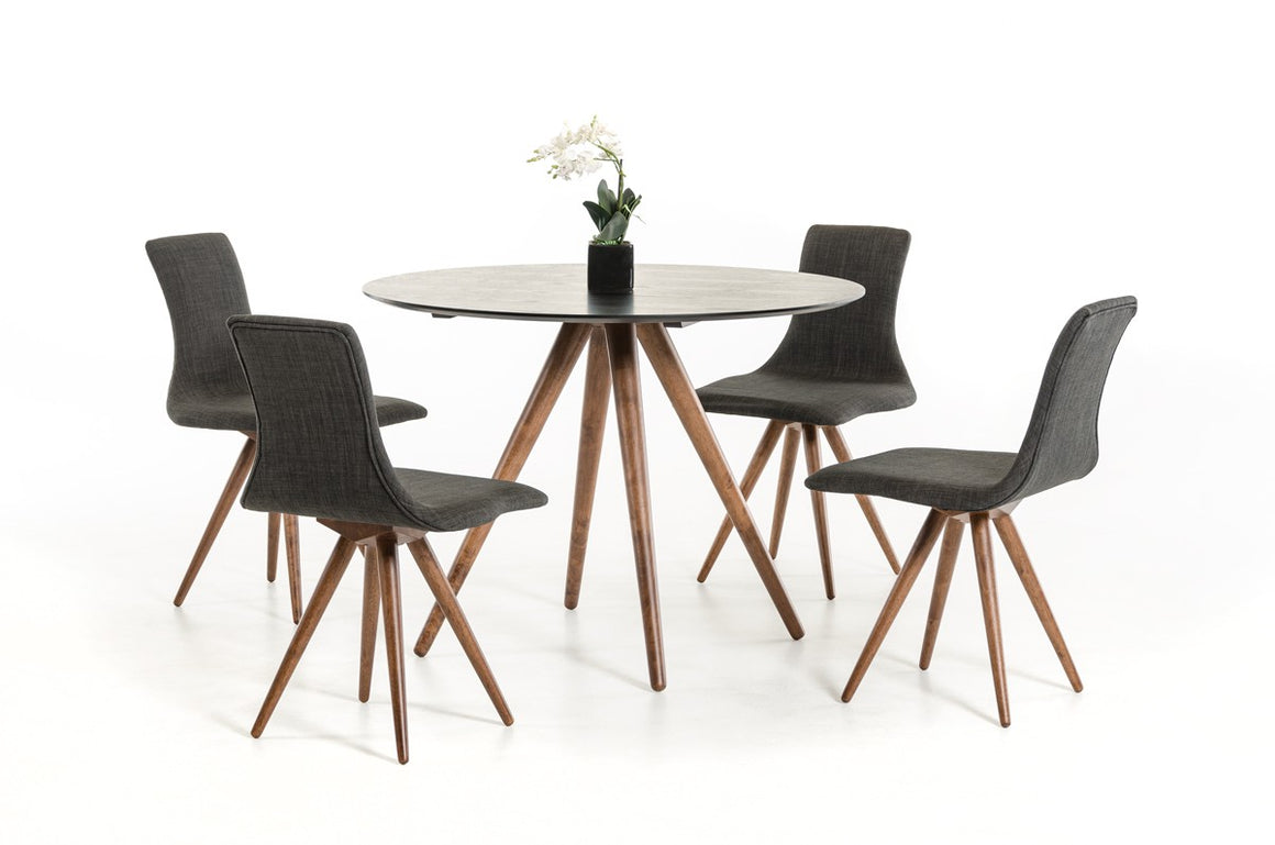 Modrest Tracer - Contemporary Black and Walnut Round Dining Table