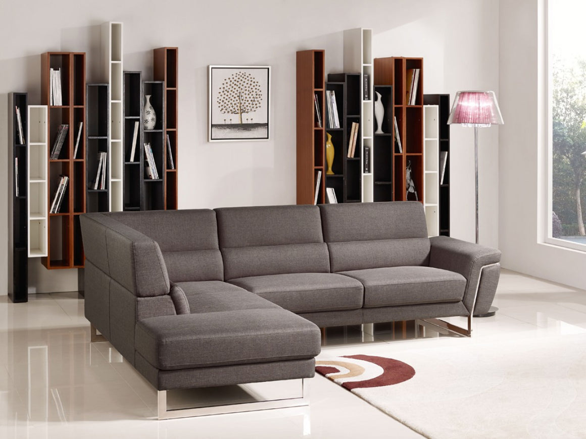 Divani Casa Navarro Modern Brown Fabric Sectional Sofa