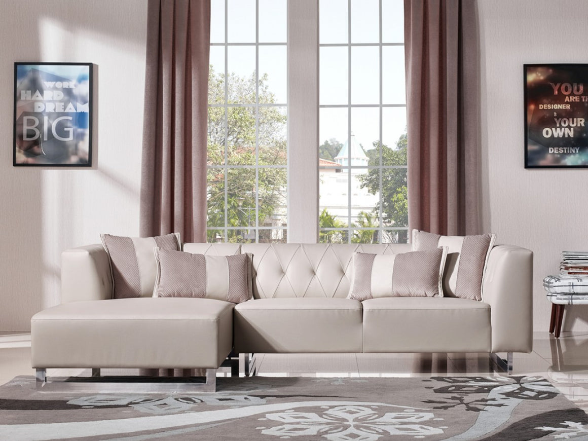 Divani Casa Carolina Modern Leatherette and Fabric Sectional Sofa