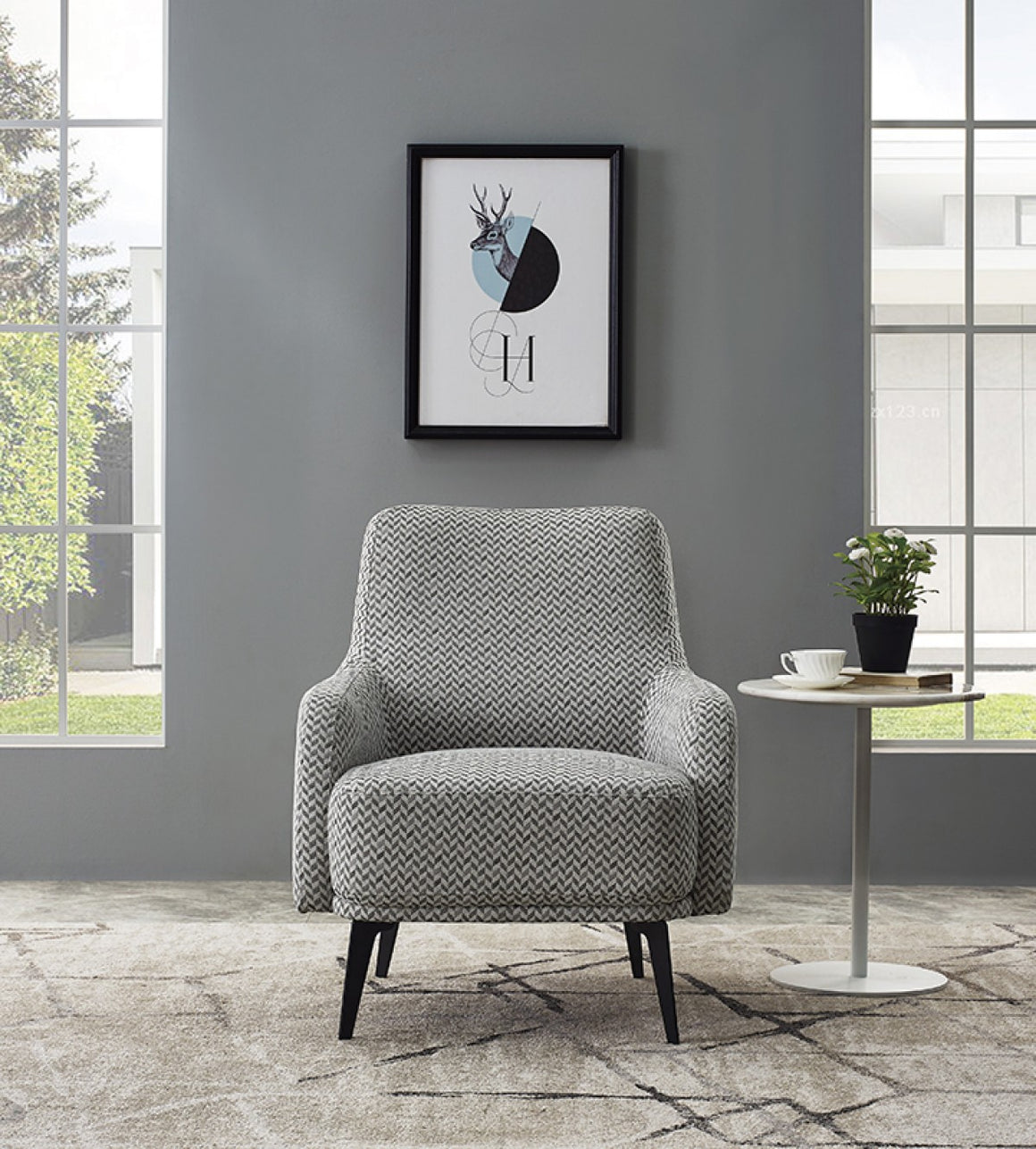 Divani Casa Corydon Modern Herringbone Fabric Accent Chair