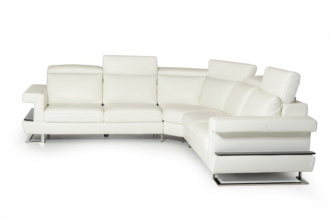 Estro Salotti Crosby Modern White Italian Leather Sectional Sofa