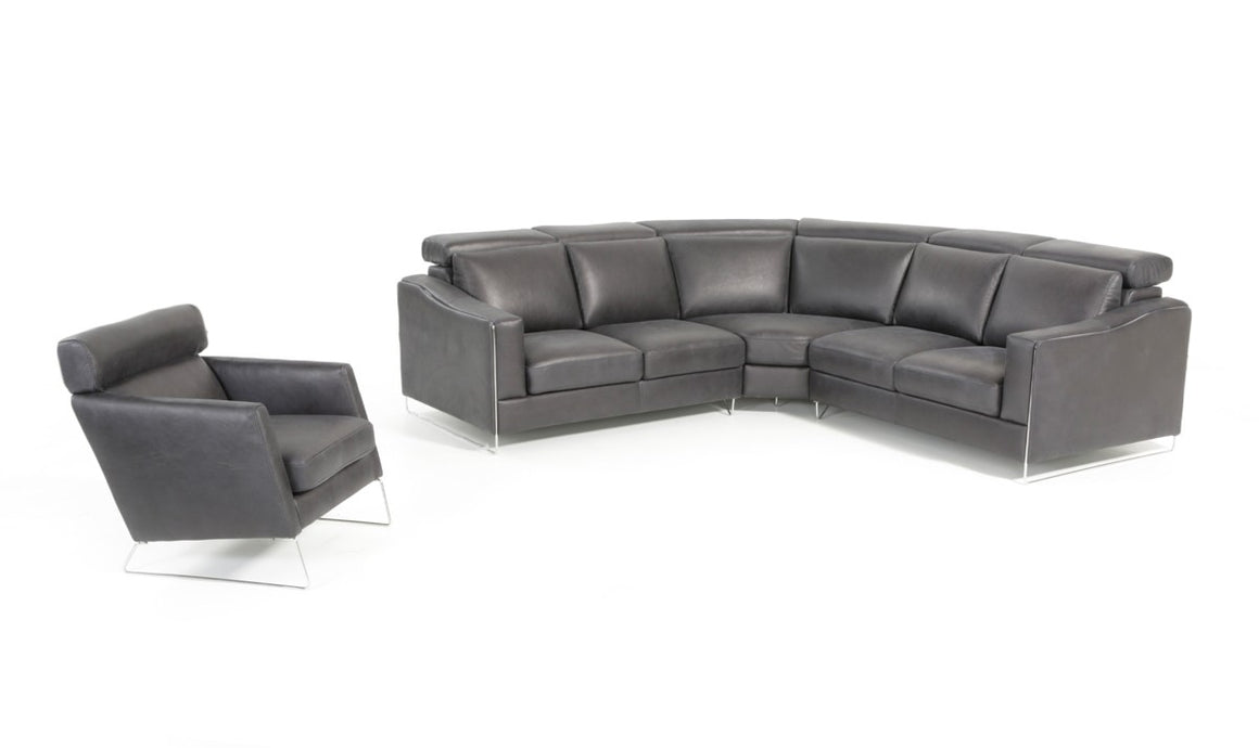 Estro Salotti Ethan Modern Black Leather Sectional Sofa