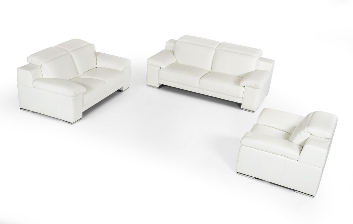 Estro Salotti Evergreen Modern White Leather Sofa Set