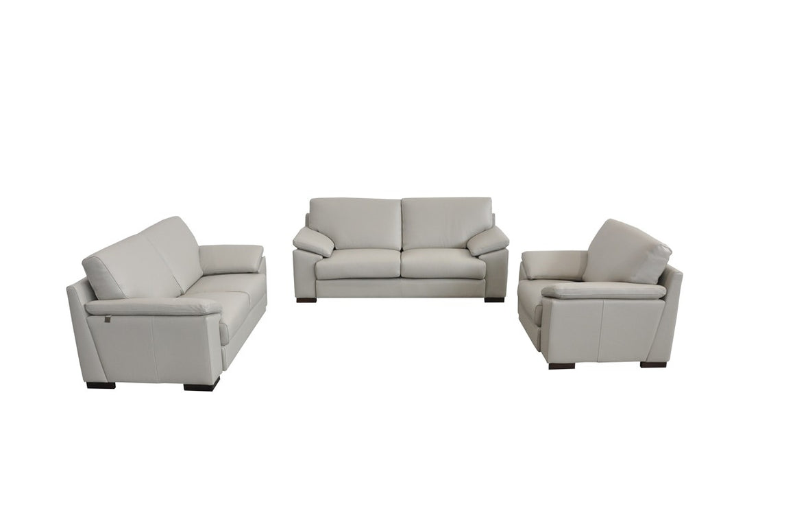 Estro Salotti Morris Italian Modern Grey Leather Sofa Set