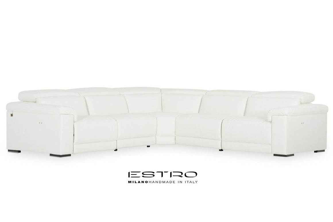 Estro Salotti Palinuro White Leather Sectional Sofa w/Recliners