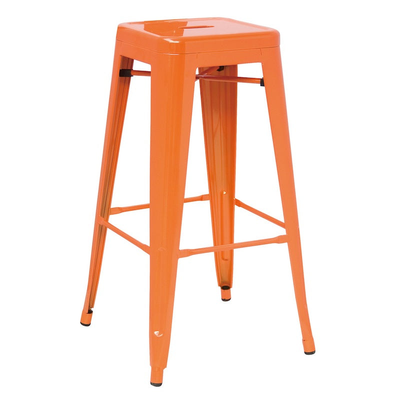Detroit - Modern Orange Metal Barstool (Set of 4)