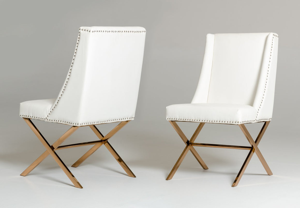 Modrest Alexia Modern White & Rosegold Dining Chair