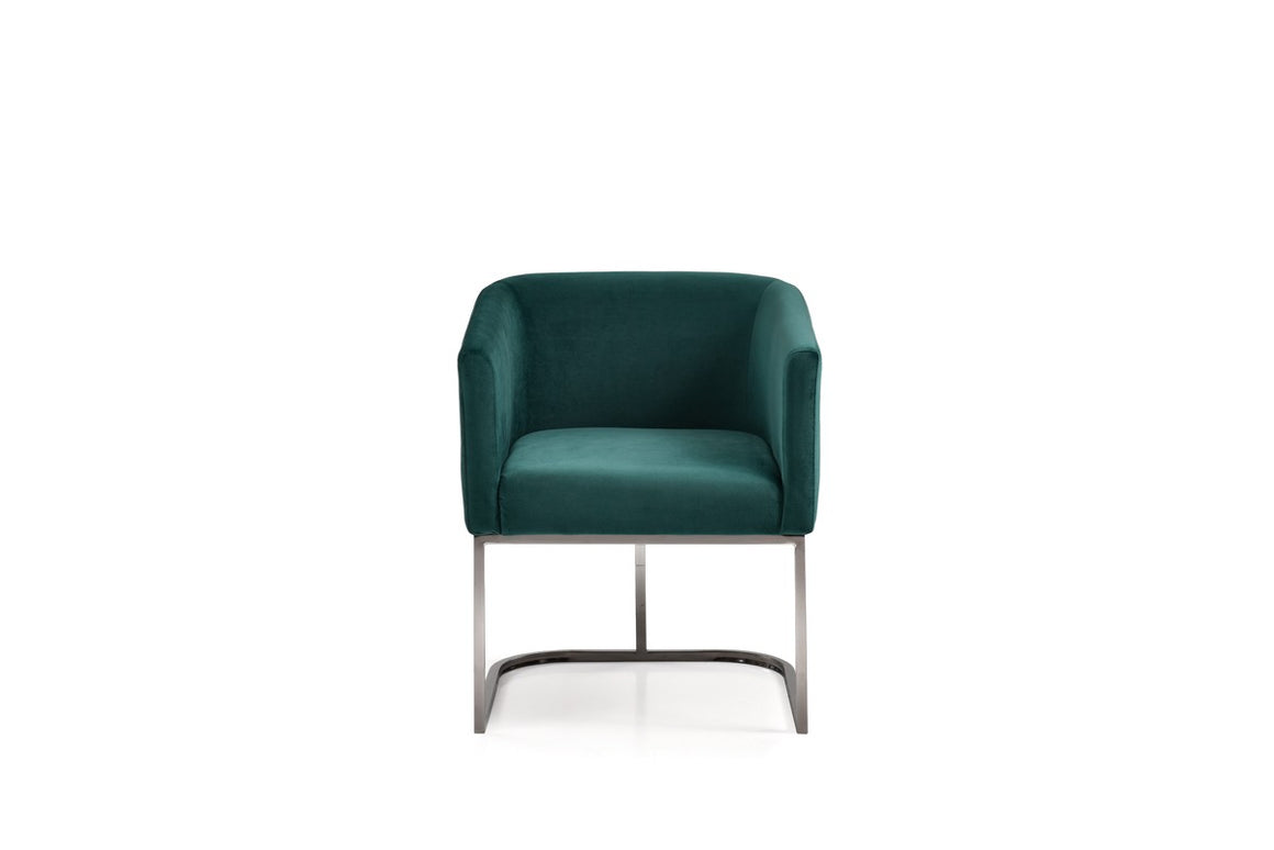 Modrest Yukon Modern Green Velvet & Black Gun Dining Chair