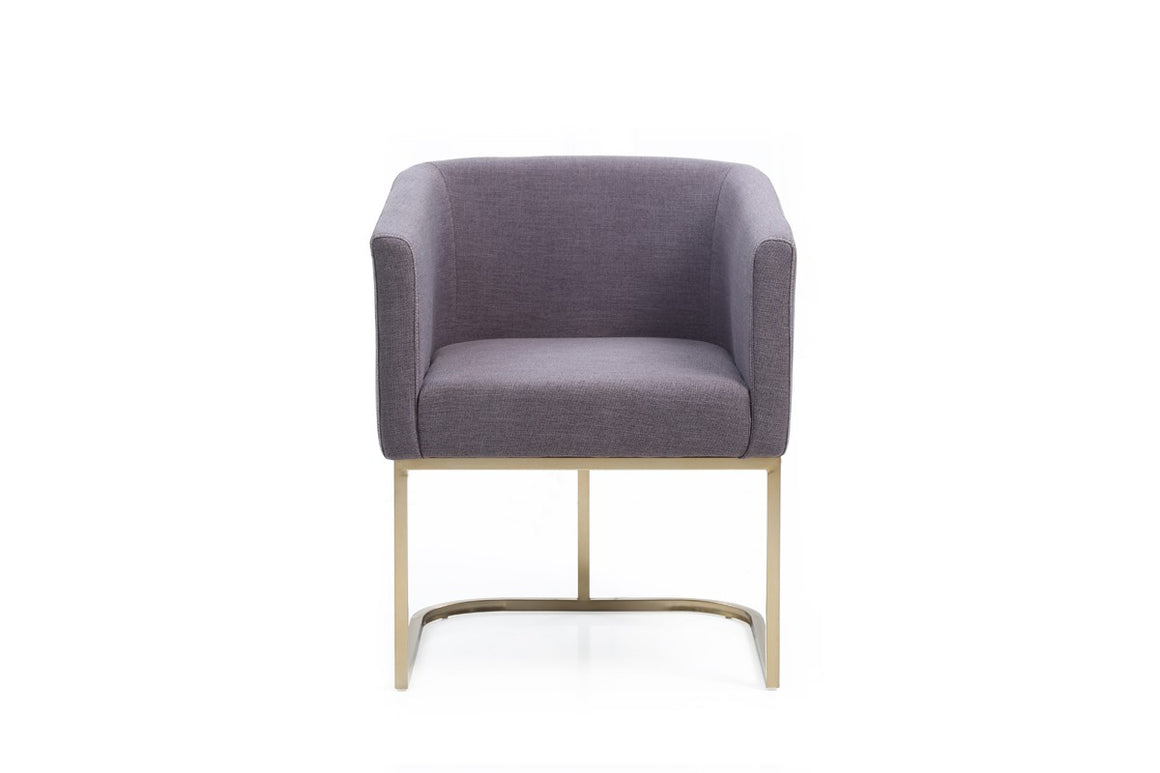 Modrest Yukon Modern Grey Fabric & Antique Brass Dining Chair