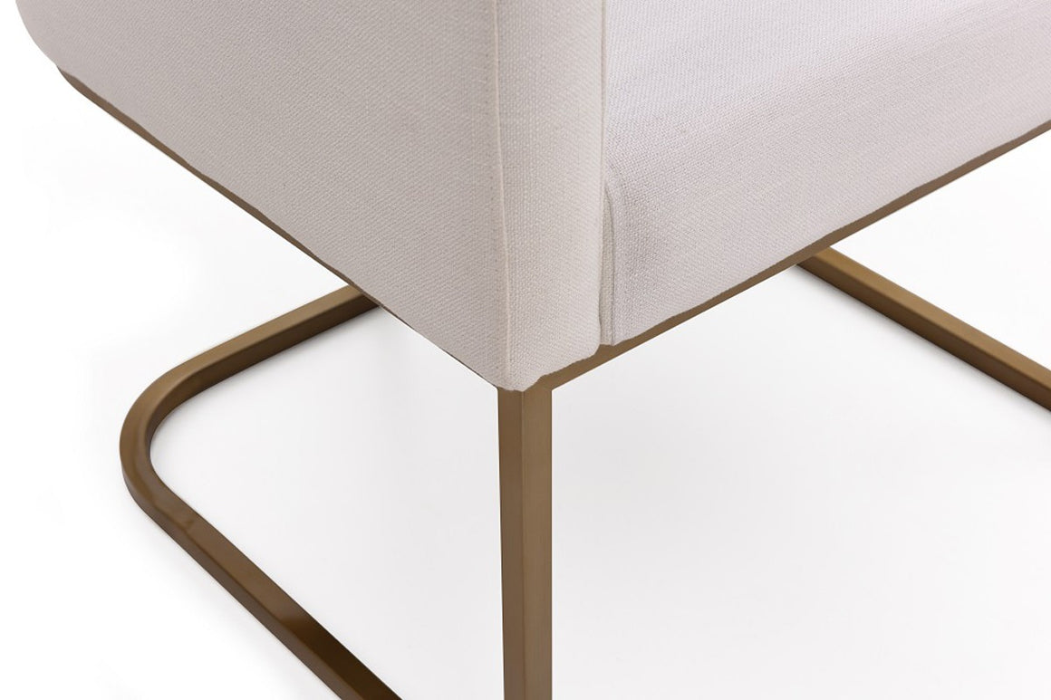 Modrest Yukon Modern White Fabric and Antique Brass Dining Chair