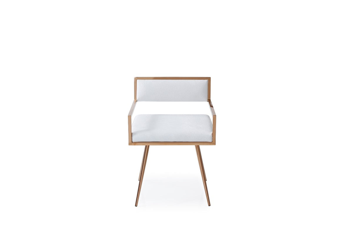 Modrest Rosario Modern White & Rosegold Dining Chair