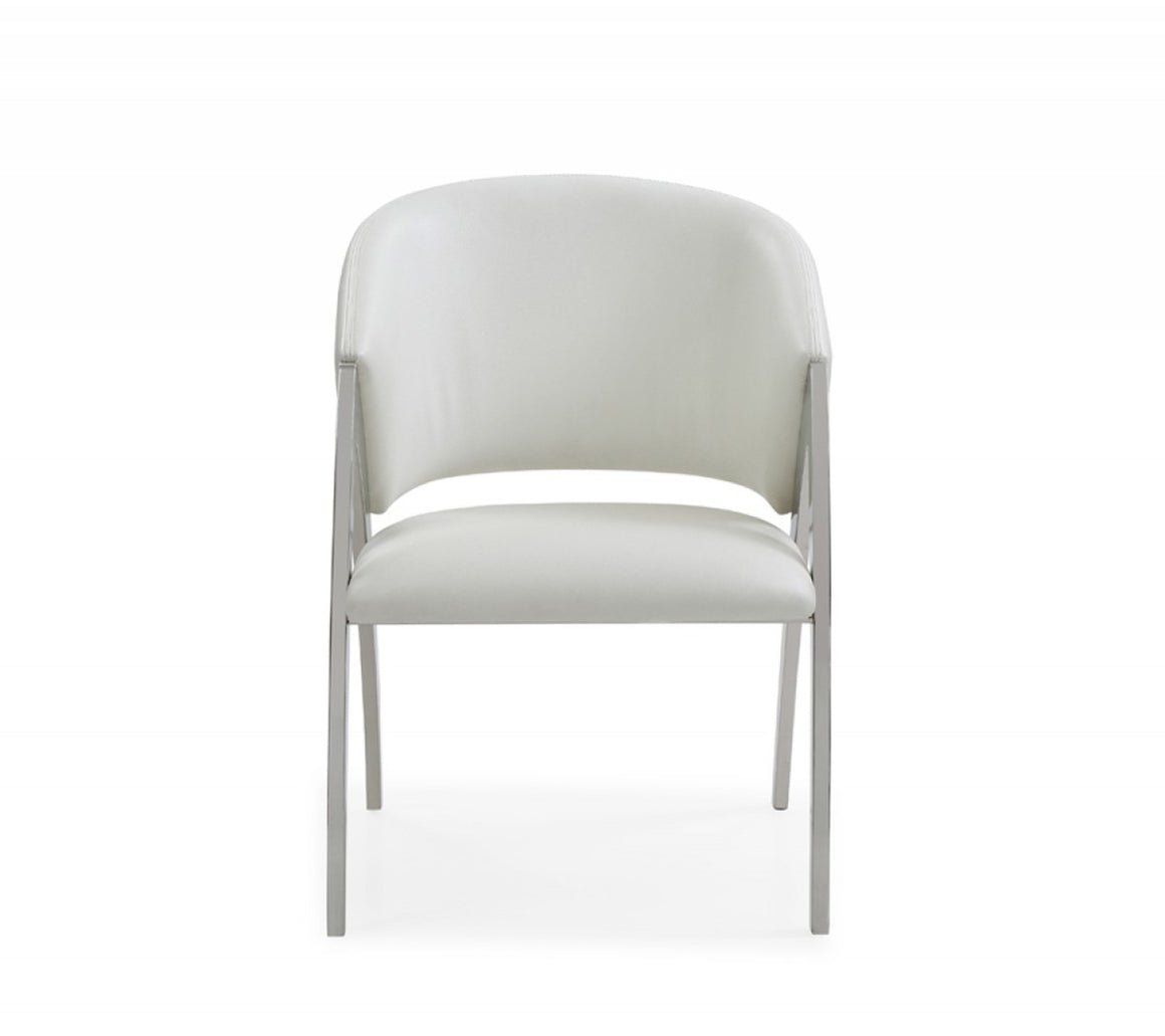 Modrest Rabia Modern White Leatherette Accent Chair