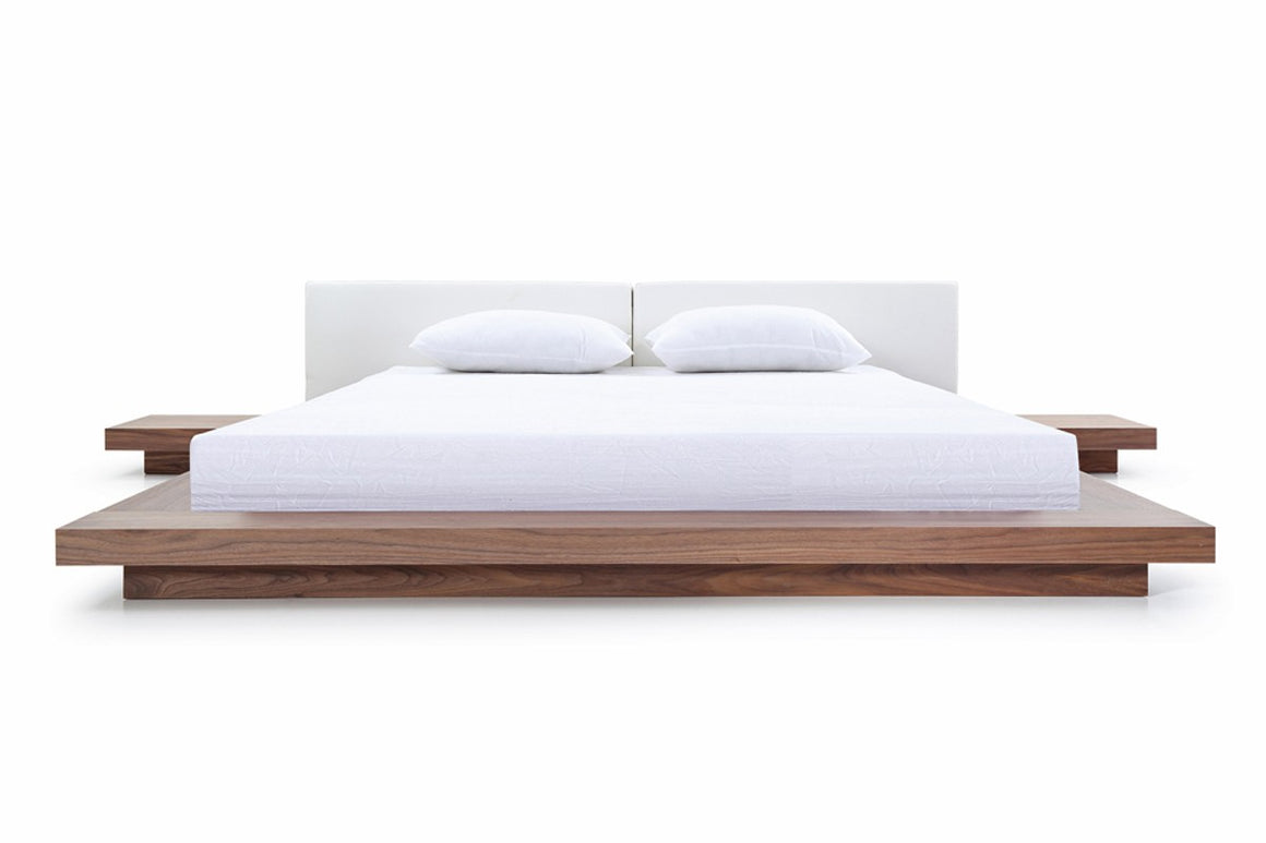 Modrest Opal Modern Walnut & White Platform Bed