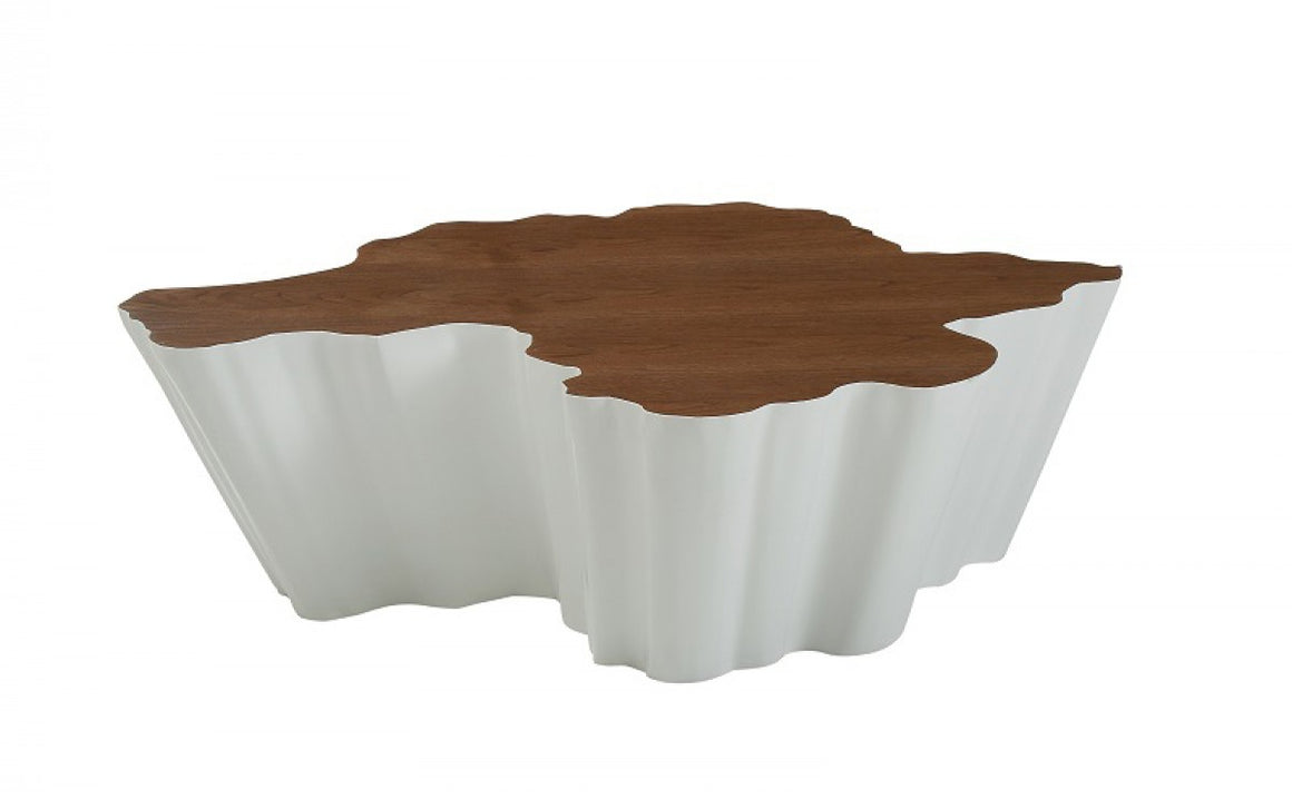Modrest Cottonwood Modern Walnut & White Coffee Table