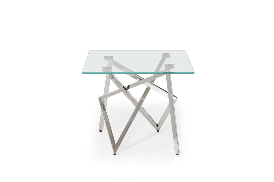 Modrest Hawkins Modern Glass & Stainless Steel End Table