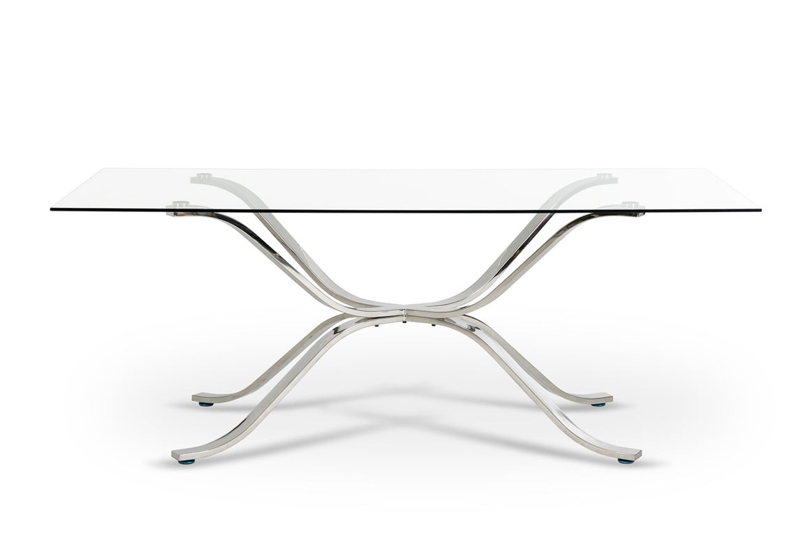 Modrest Adderley Modern Stainless Steel w/ Glass Top Dining Table