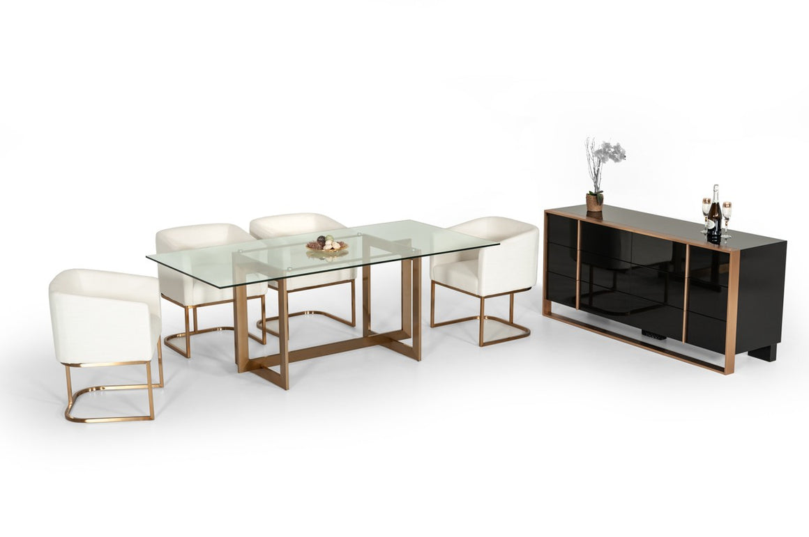 Modrest Keaton Modern Glass & Brass Dining Table