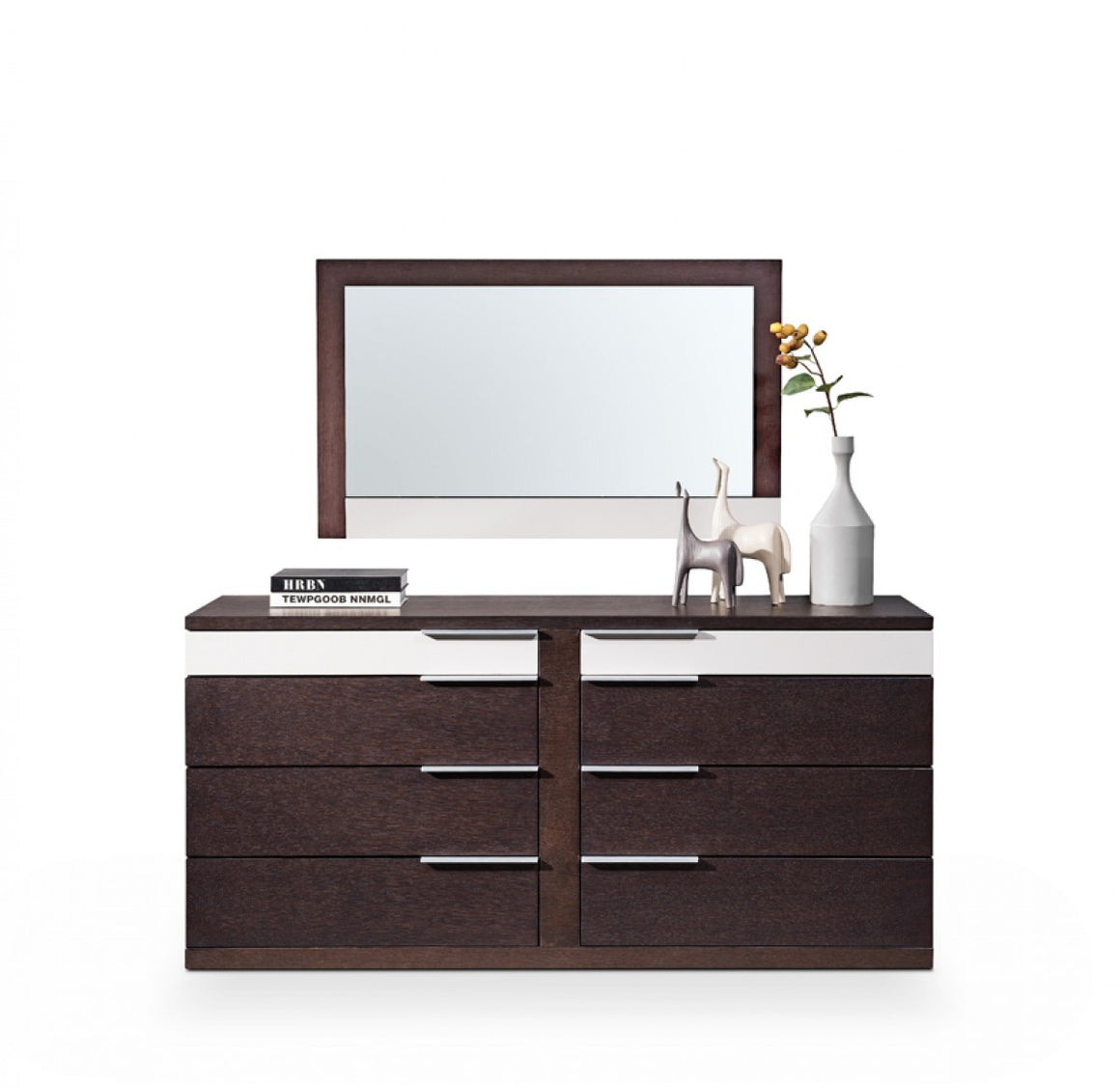 Modrest Torino Modern Brown Oak & Grey Mirror