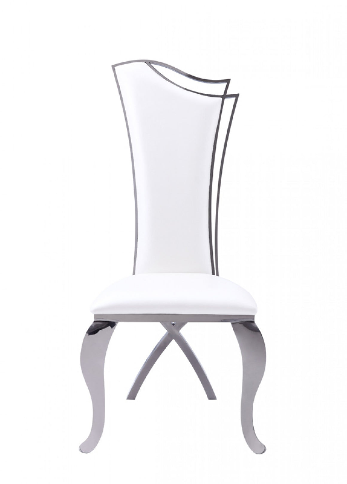 Modrest Bonnie Transitional White Leatherette & Black Stainless Steel Dining Chair (Set of 2)