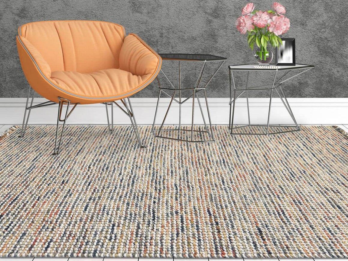 Vivid Modern Orange Hand-Woven Rug 5'x7'6"