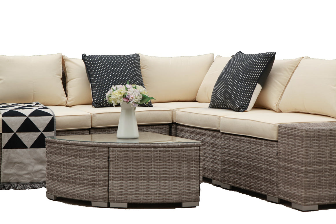 6-Piece Outdoor Patio Wicker Gray Rattan Conversation Sectional Sofa Set