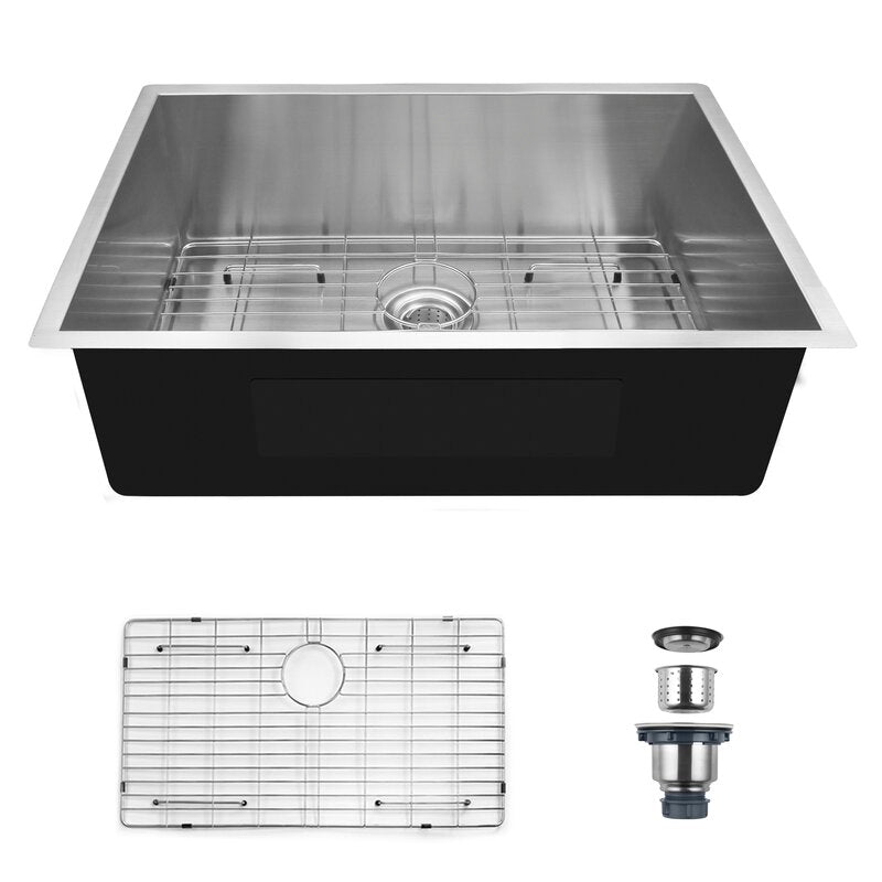 Fablise Premium Stainless Steel Single Bowl Undermount 23'' x 18'' x 9'' Handmade Kitchen Sink with Accessories