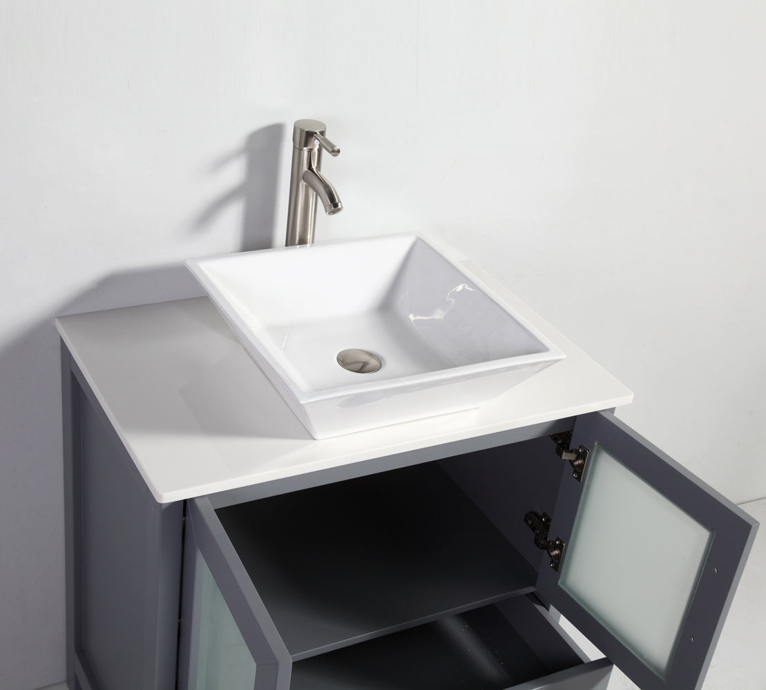 36" DARK GRAY FINISH SINK VANITY WITH MIRROR