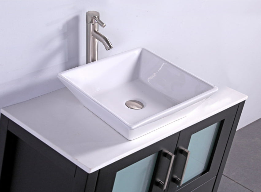 36" ESPRESSO FINISH SINK VANITY WITH MIRROR