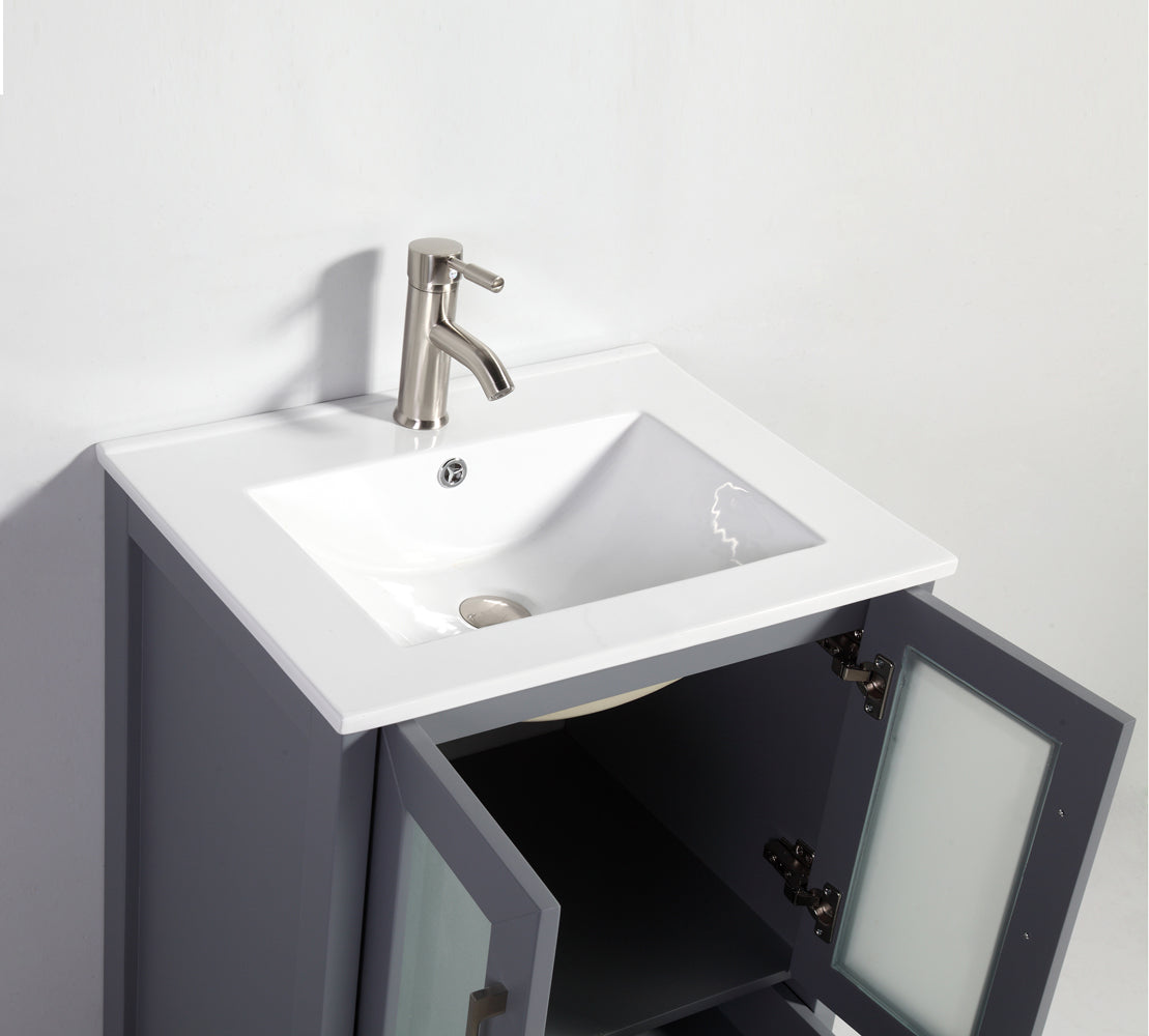 24" Single Bathroom Vanity Set with Mirror in Dark Gray