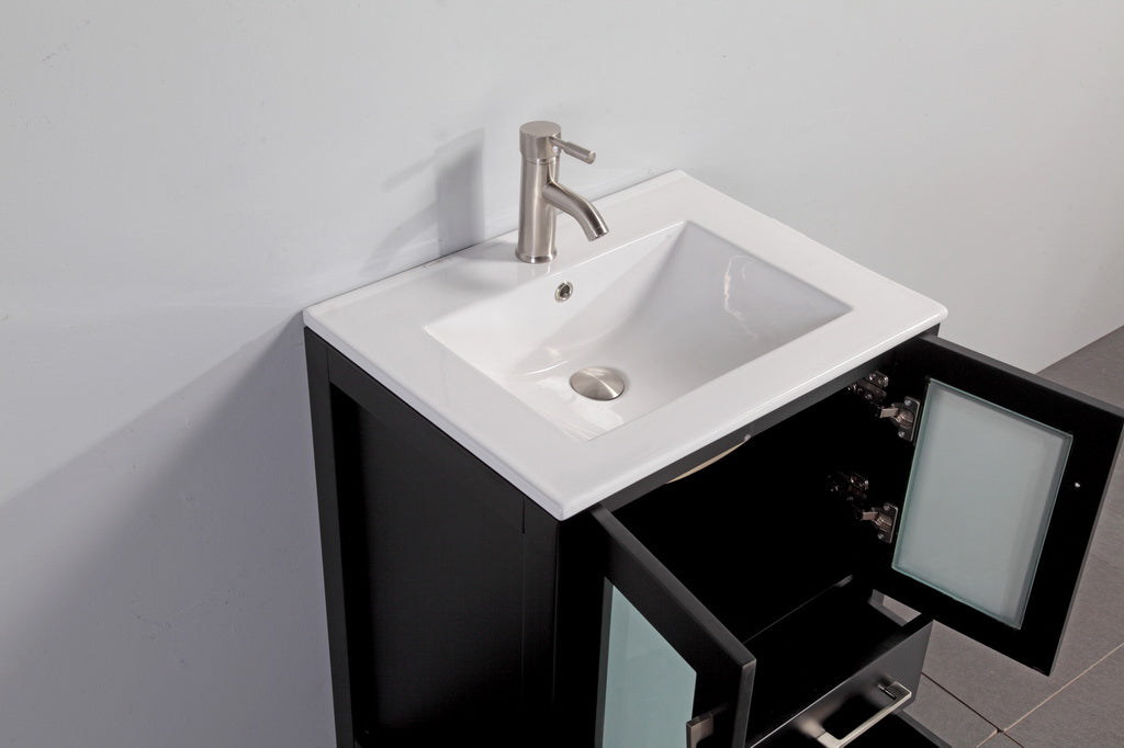 Leidesdorff 24" Single Bathroom Vanity Set with Mirror in Espresso