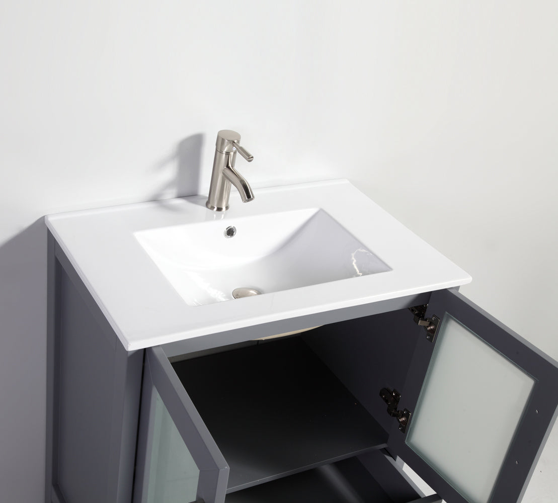 Leidesdorff 30" Single Bathroom Vanity Set with Mirror in Dark Gray