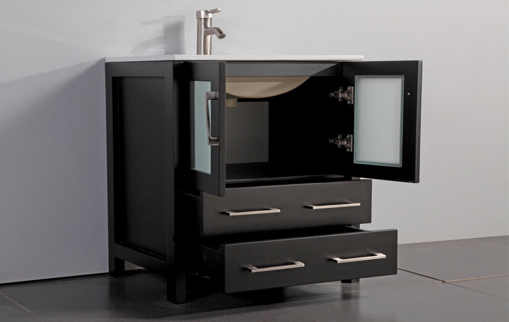 Leidesdorff 30" Single Bathroom Vanity Set with Mirror in Espresso
