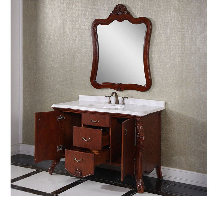 53" Single Sink Tanner Bath Vanity in Mahogany with Marble Top