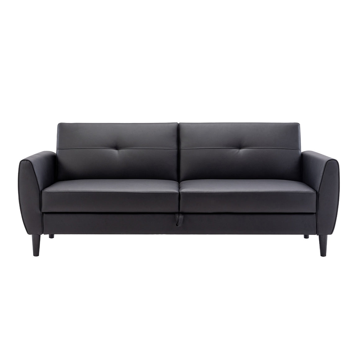 River Quinn Modern Convertible Sofa Bed with Storage Box in Graphite Black