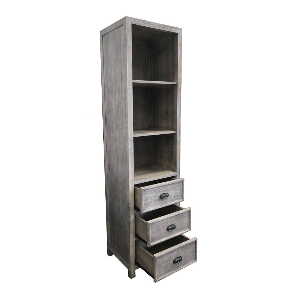 75" RUSTIC SOLID FIR SIDE CABINET IN GREY DRIFTWOOD