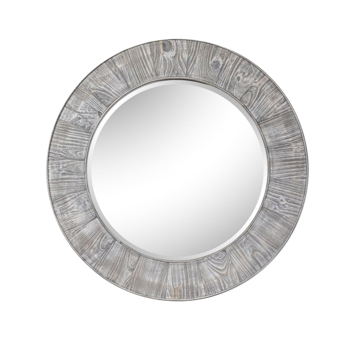27.5" RUSTIC SOLID FIR MIRROR IN GREY DRIFTWOOD(ROUND)