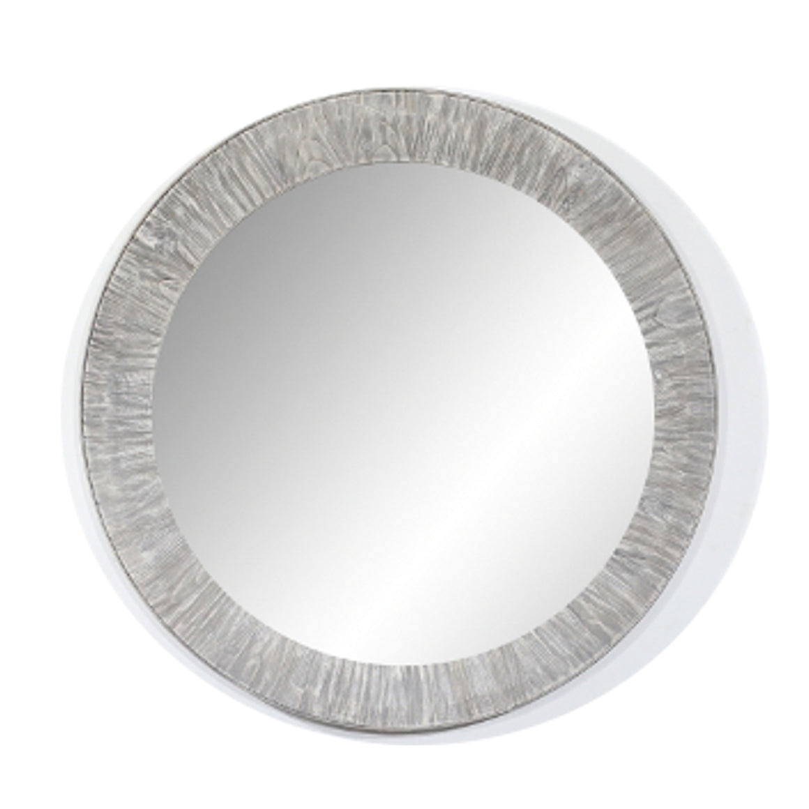 35" RUSTIC SOLID FIR MIRROR IN GREY DRIFTWOOD(ROUND)
