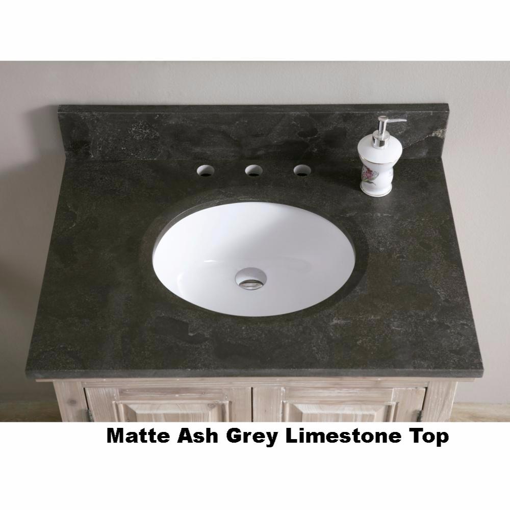 30" Single Sink Rustic Driftwood Bath Vanity with Limestone Top