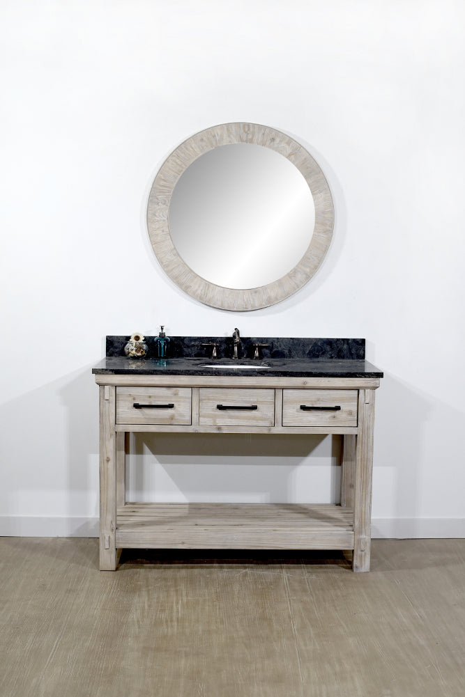 48"RUSTIC SOLID FIR SINGLE SINK VANITY WITH LIMESTONE TOP-NO FAUCET