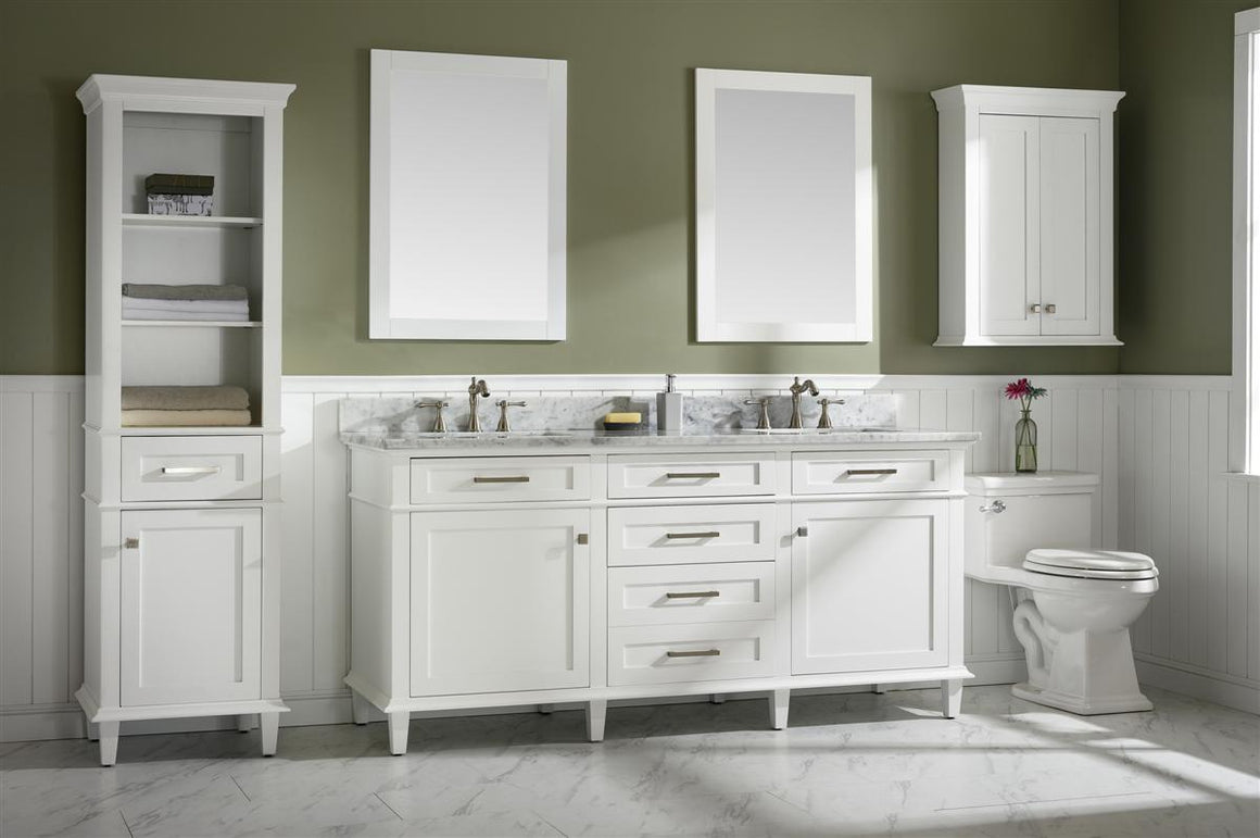 72" Haven Vanity with Double Sinks and Carrara Marble Top in White Finish