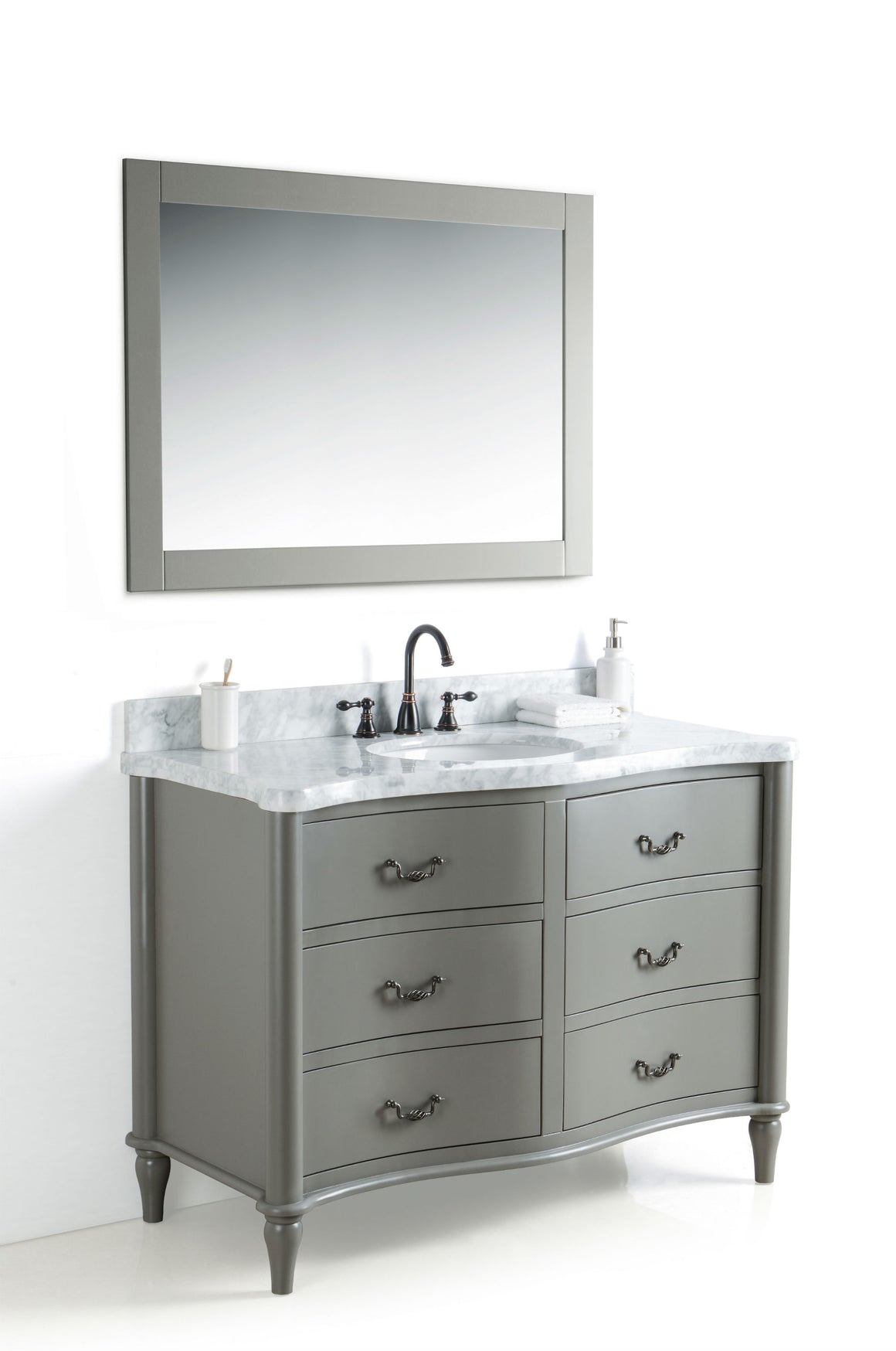 48" Bridgette Single Sink Bathroom Vanity in Grey Finish with Marble Top