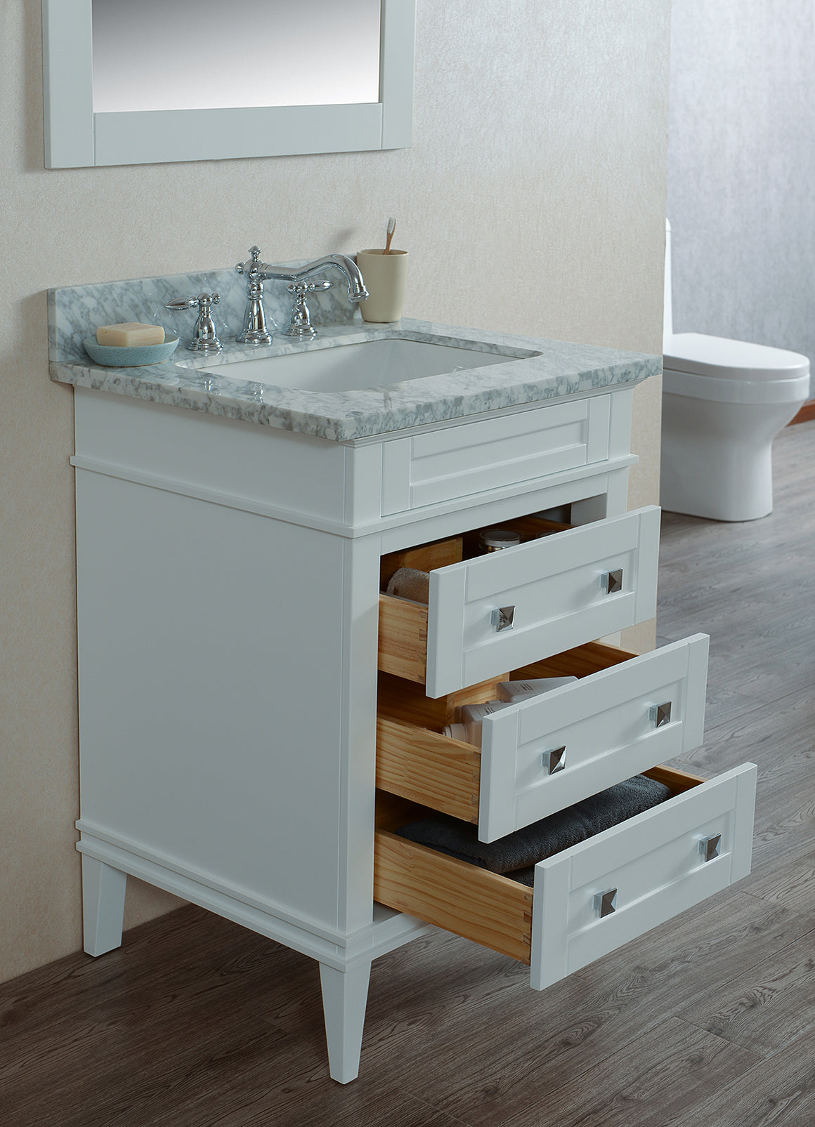 Alex 24" Single Bathroom Vanity Set in White