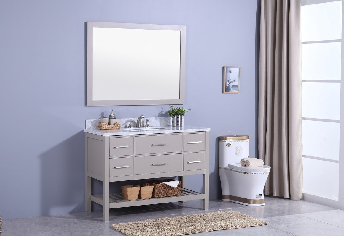 48" Estate Single Sink Bathroom Vanity in Warm Gray with Marble Top
