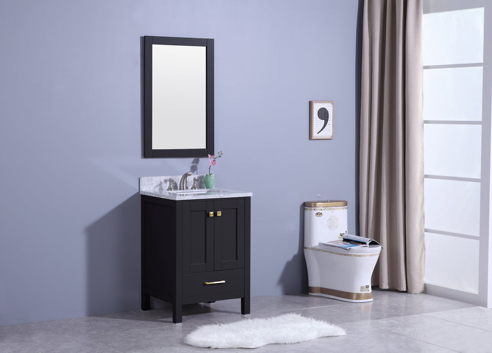 24" Porter Single Sink Bathroom Vanity in Espresso with Marble Top