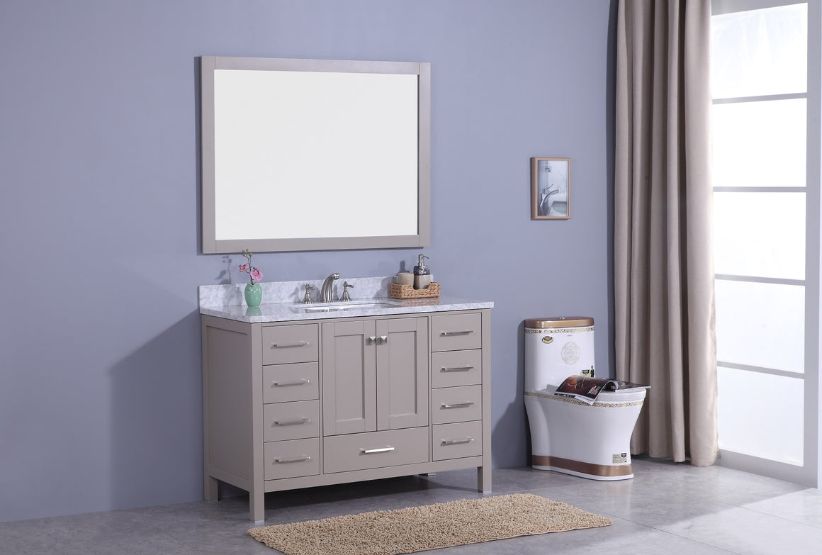 48" Porter Single Sink Bathroom Vanity in Warm Gray with Marble Top