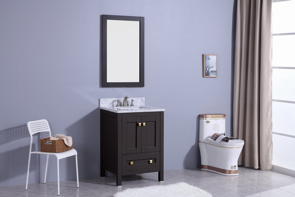 24" Katherine Single Sink Bathroom Vanity in Espresso with Marble Top