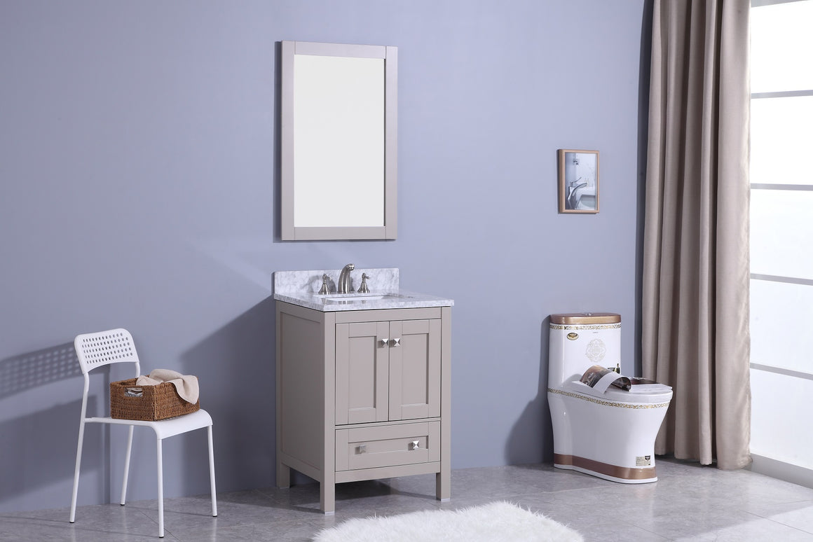 24" Katherine Single Sink Bathroom Vanity in Warm Gray with Marble Top