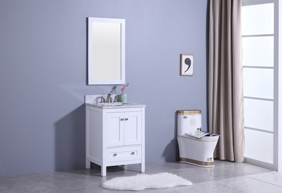 24" Katherine Single Sink Bathroom Vanity in White with Marble Top