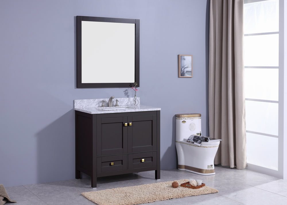 36" Katherine Single Sink Bathroom Vanity in Espresso with Marble Top